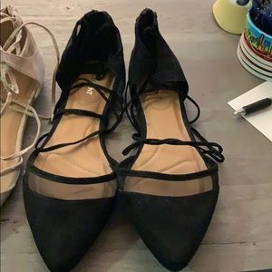 Lane Bryant ballet lace up flats 11W